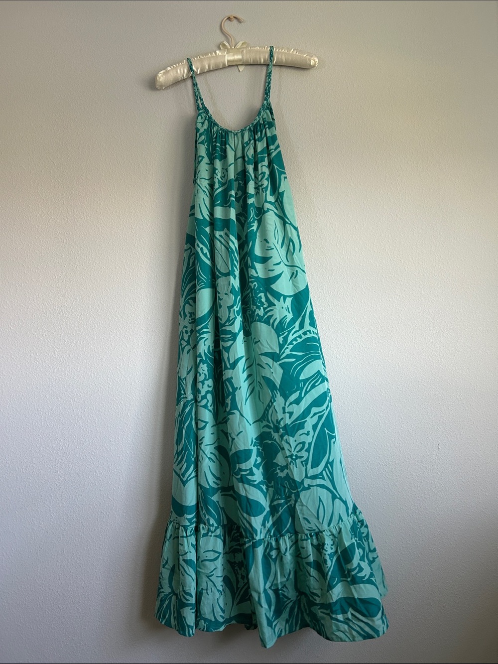 True Destinations Teal Tropical Maxi Dress - Picture 5 of 13